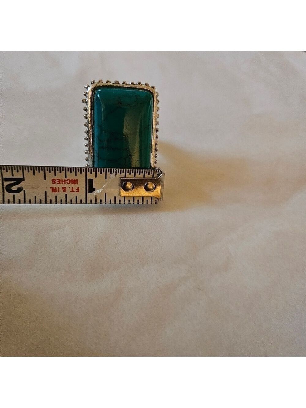 Large Rectangular Turquoise Howlite Statement Ring, Size 7.25 - Picture 6 of 8